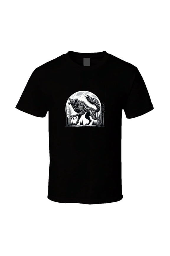 Werewolf Howling At The Moon Steam Punk Roaring Wolf Horror Gothic Scary T Shirt