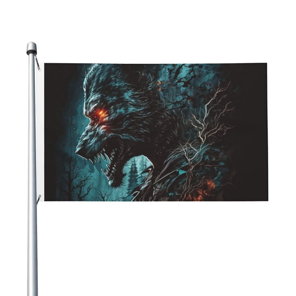 Werewolf Howling Night Cool Wolf Flag 3X5 Ft Garden Yard House Flags Banner Sign Outdoor Indoor Party Home Garden Decoration