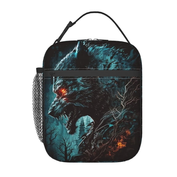 Werewolf Howling Night Cool Wolf Lunch Box Bag Insulated Lunchbox Reusable Tote Thermal Cooler Portable for Women Men