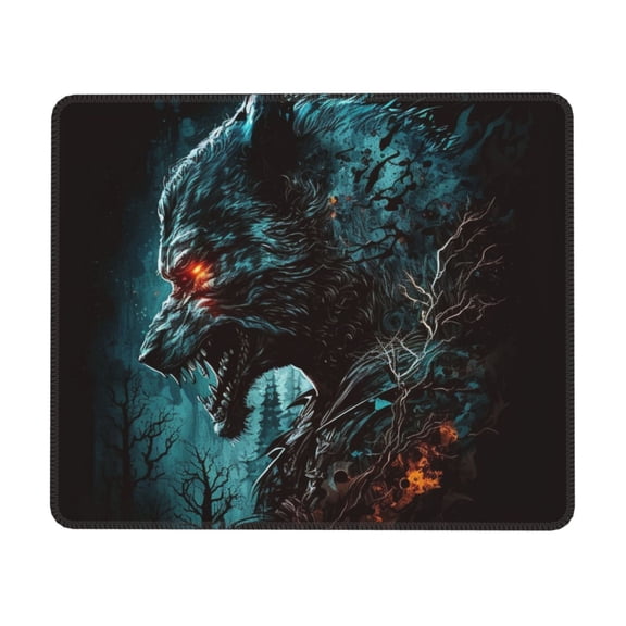 Werewolf Howling Night Cool Wolf Mouse Pad Non-Slip Rubber Gaming Mousepad Rectangle for Computers Laptop 10 x 12 inch