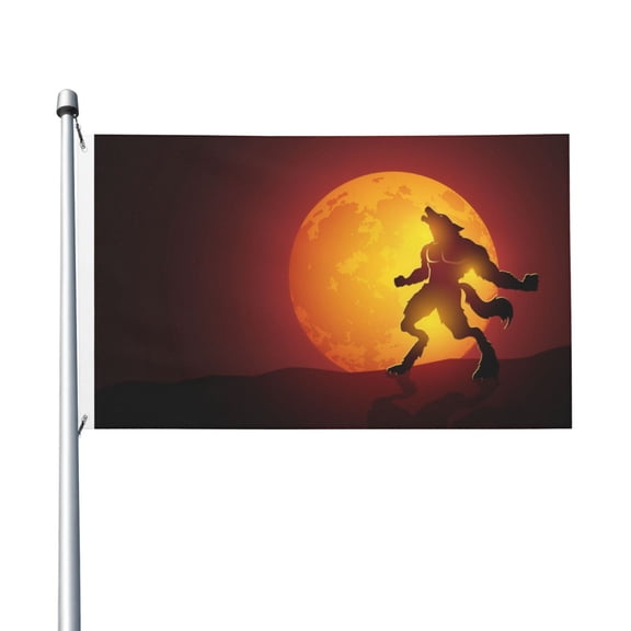 Werewolf Howling Red Full Moon Flag 3X5 Ft Garden Yard House Flags Banner Sign Outdoor Indoor Party Home Garden Decoration