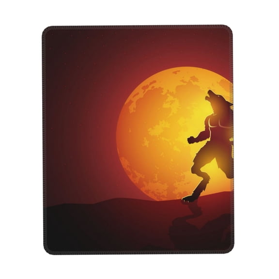 Werewolf Howling Red Full Moon Gaming Mouse Pad 10 x 12 inch Rectangle Computer Mousepad Mat Non-Slip Rubber Base for Office Laptop PC