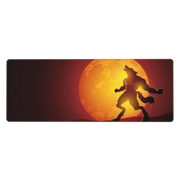 Werewolf Howling Red Full Moon Mouse Pad Extended Large Gaming Mousepad Non-Slip Rubber Big Keyboard Desk Mat 31.5 X 11.8 Inch