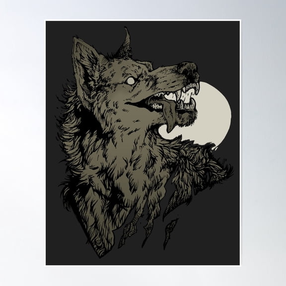 Werewolf Ink - White Poster Wall Art, Modern Wall Decor, 12x18 UNFRAMED