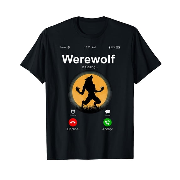 Werewolf Is Calling Halloween Werewolf Graphic Short Sleeve Short Sleeve T-Shirt Black Tee