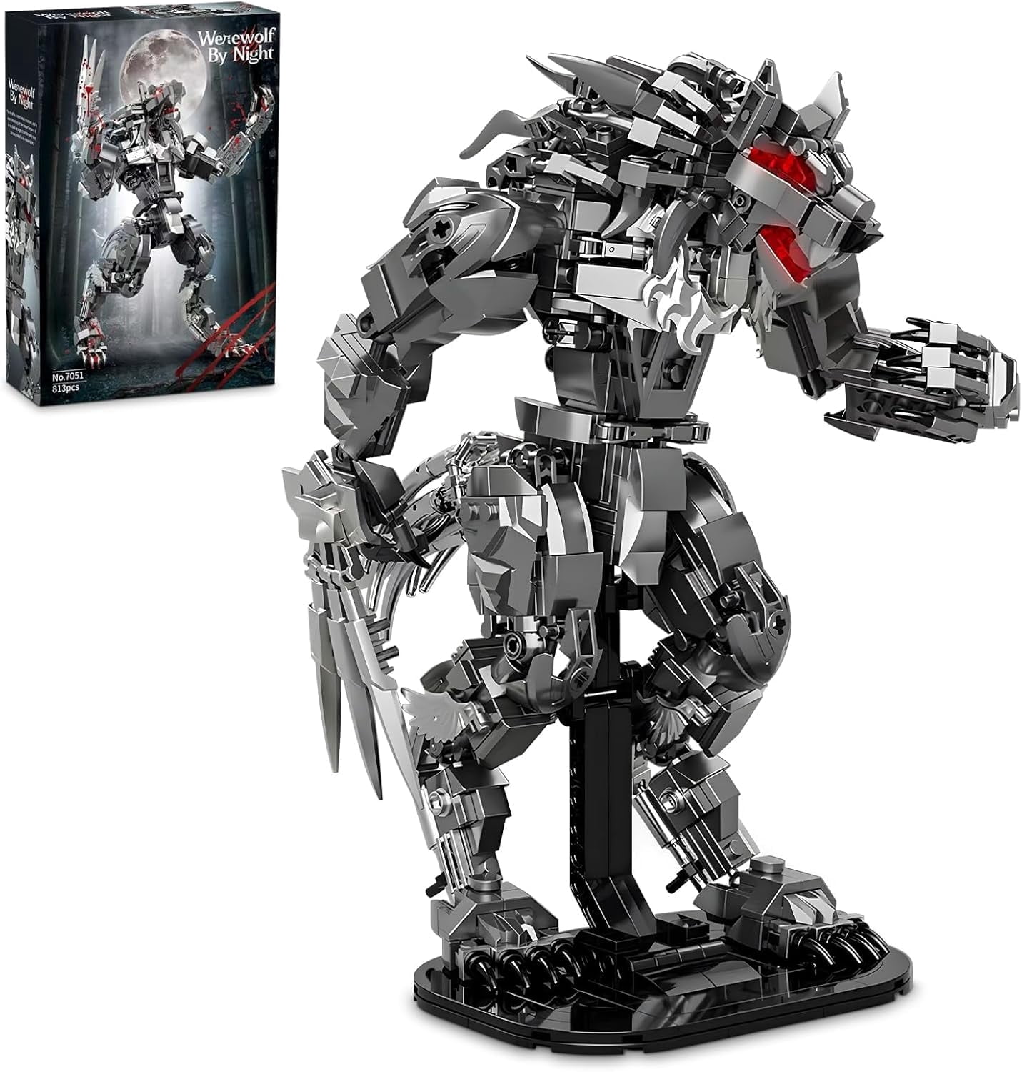 Werewolf Mech Building Set for Adults, Wolf by Night Monster Model Building Blocks Kit with Base for Home Display, 813 Pieces