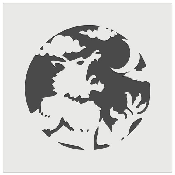 Werewolf Monster Howling at Moon Halloween DIY Cookie Wall Craft Stencil - 9.0 Inch