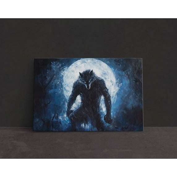 Werewolf Moon, Occult Art, Gothic Halloween, Vintage Art, 1800S Decor, Mythical Creature, Creepy Art, Scary Decor ,Decor For Living Room Bedroom, 8x12 UNFRAMED
