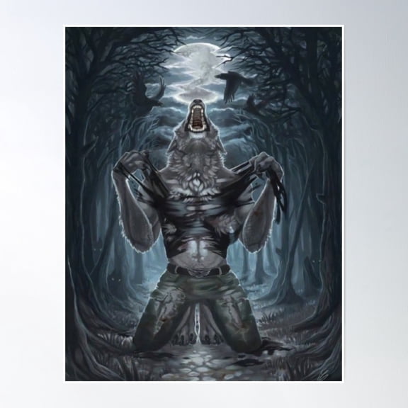 Werewolf Ripping Meme Poster UNFRAMED PAPER POSTER, Home Decor, Vintage Gift, Living Room Dercor