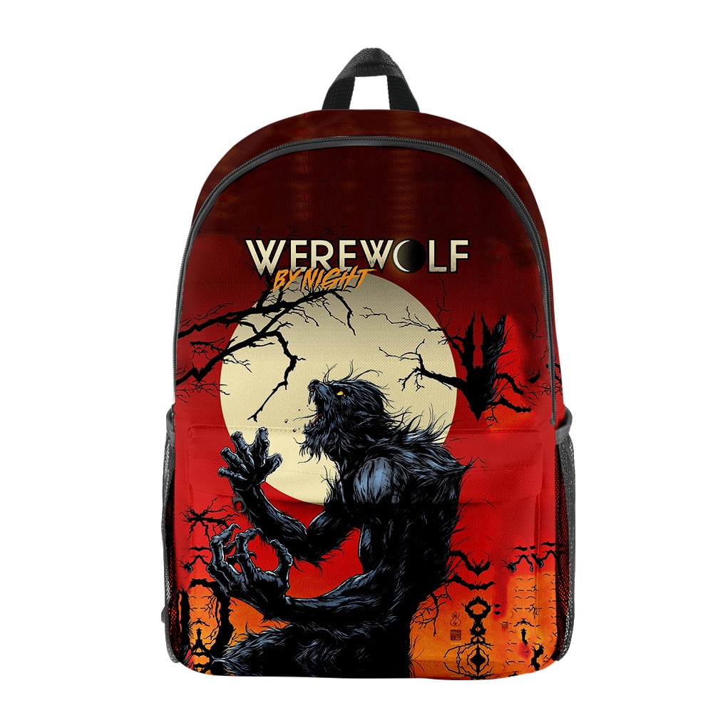 Werewolf by Night Backpacks Unique Bookbag Cosplay Zipper Pack Casual Bags For Men