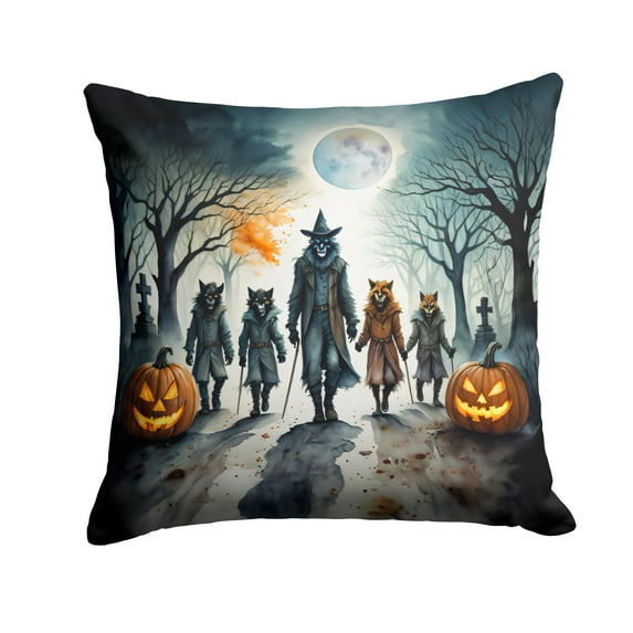 Werewolves Spooky Halloween Fabric Decorative Pillow 14 in x 14 in
