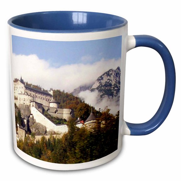 3drose, Werfen Castle Salzburg Austria, 11oz Two-tone Blue Mug