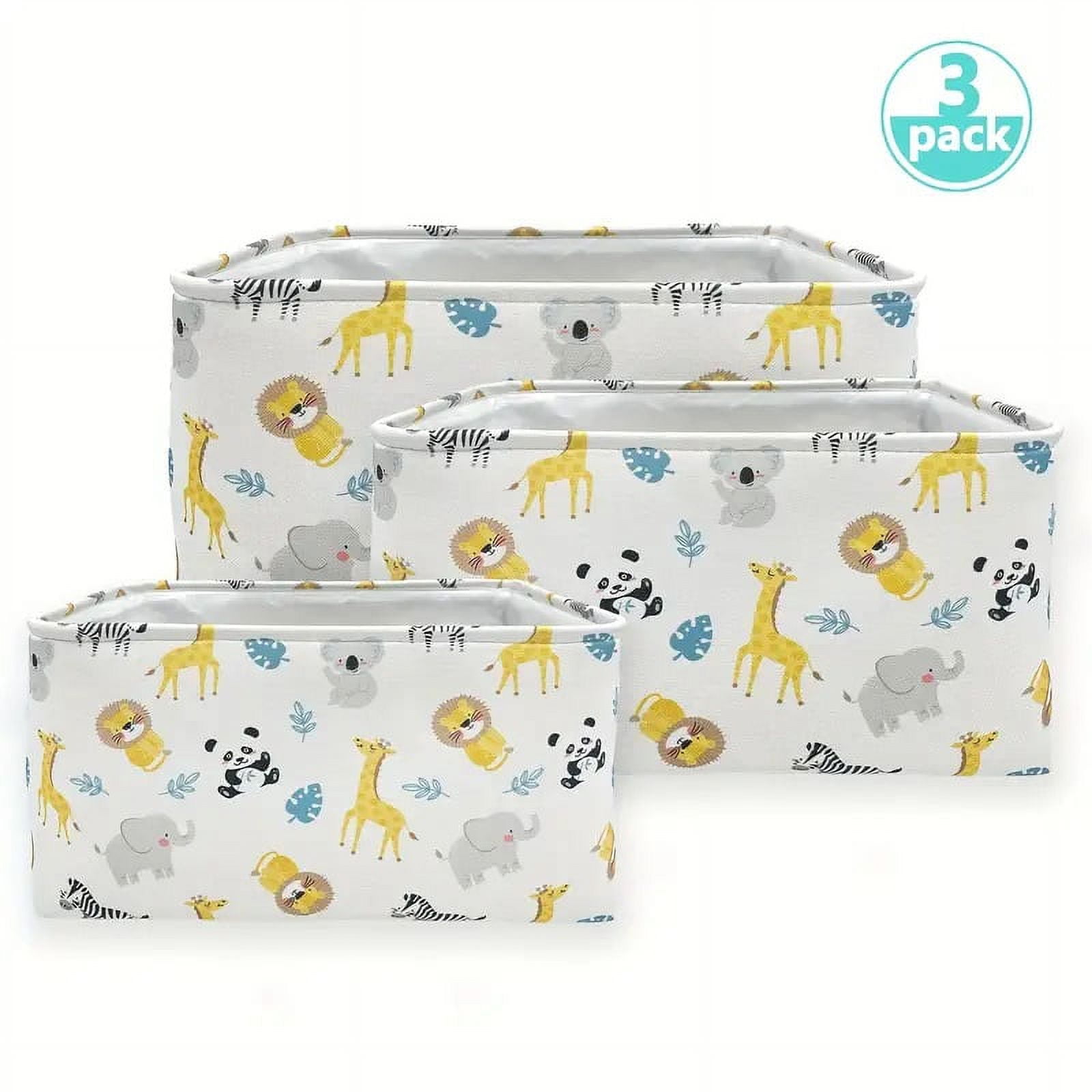 Wergift 3Pcs Collapsible Cube Fabric Storage Baskets with Handles