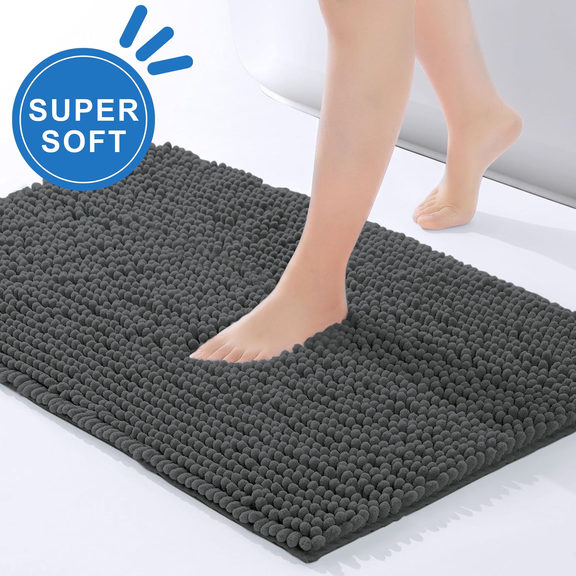 Wergifts Bathroom Rugs, Chenille Bath Rug, Soft Short Plush Bath Mat