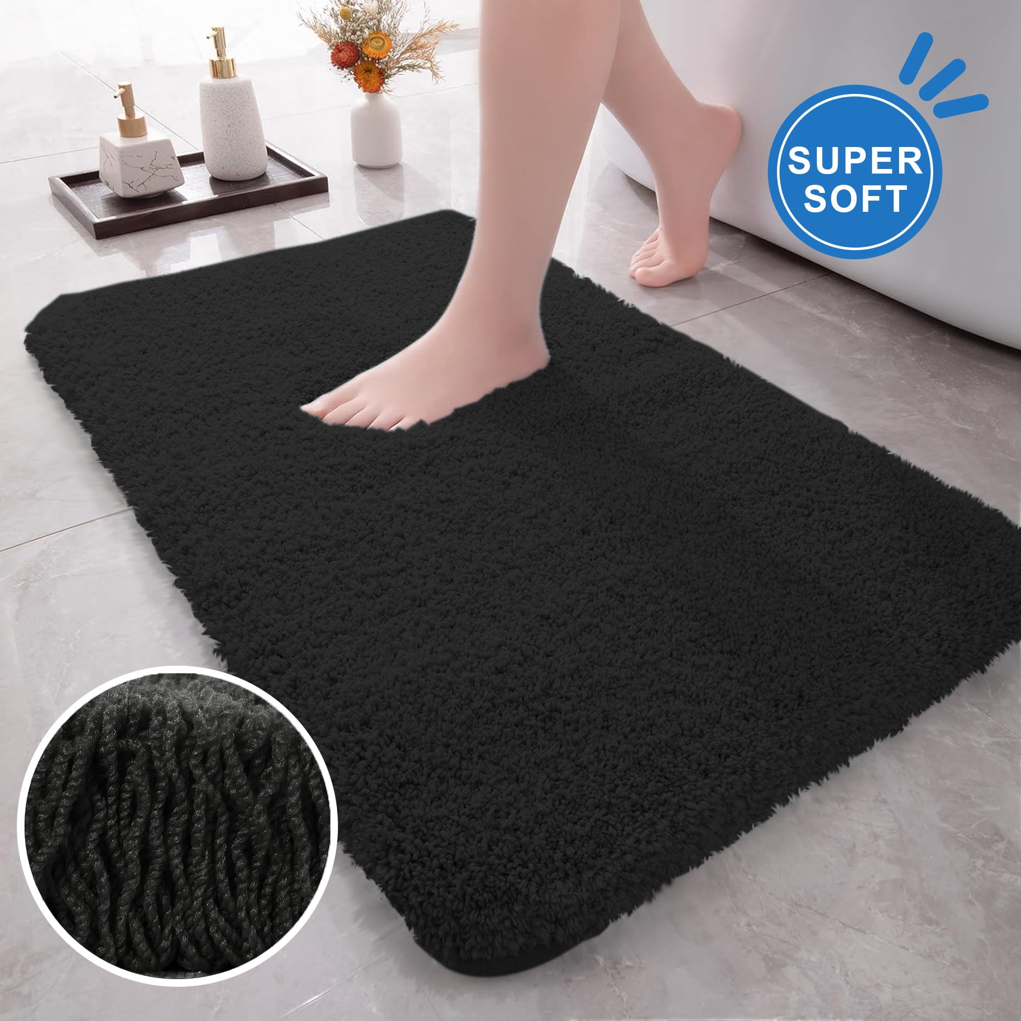 Evlmd Large Shaggy Bathroom Rugs, Water Absorbent Thick Bath Mats for ...