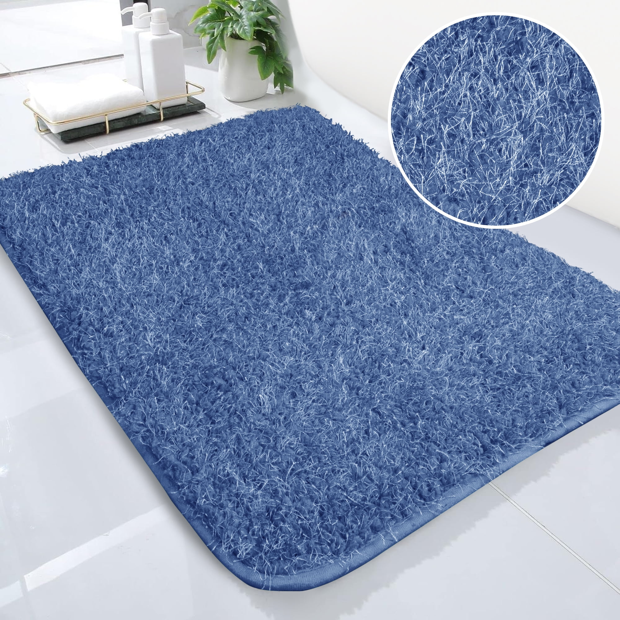 Evlmd New Blue Bathroom Rugs Mat, Large Bath Rug for Bathroom Floor Non ...