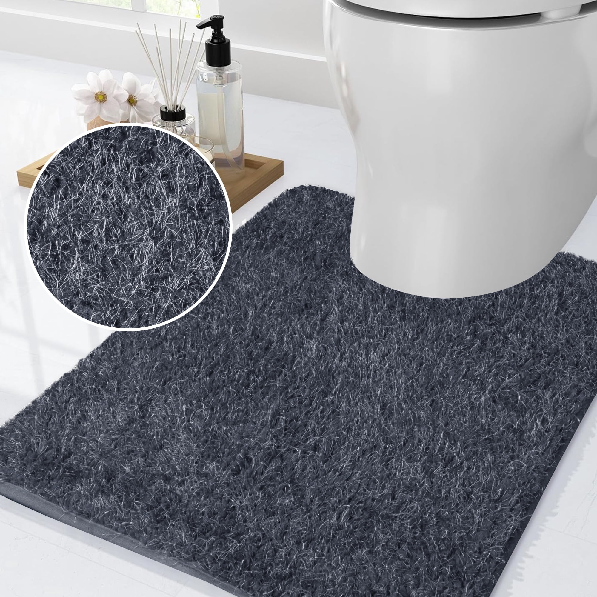 Evlmd New Gray Bathroom Rugs Mat, Large Bath Rug for Bathroom Floor Non ...