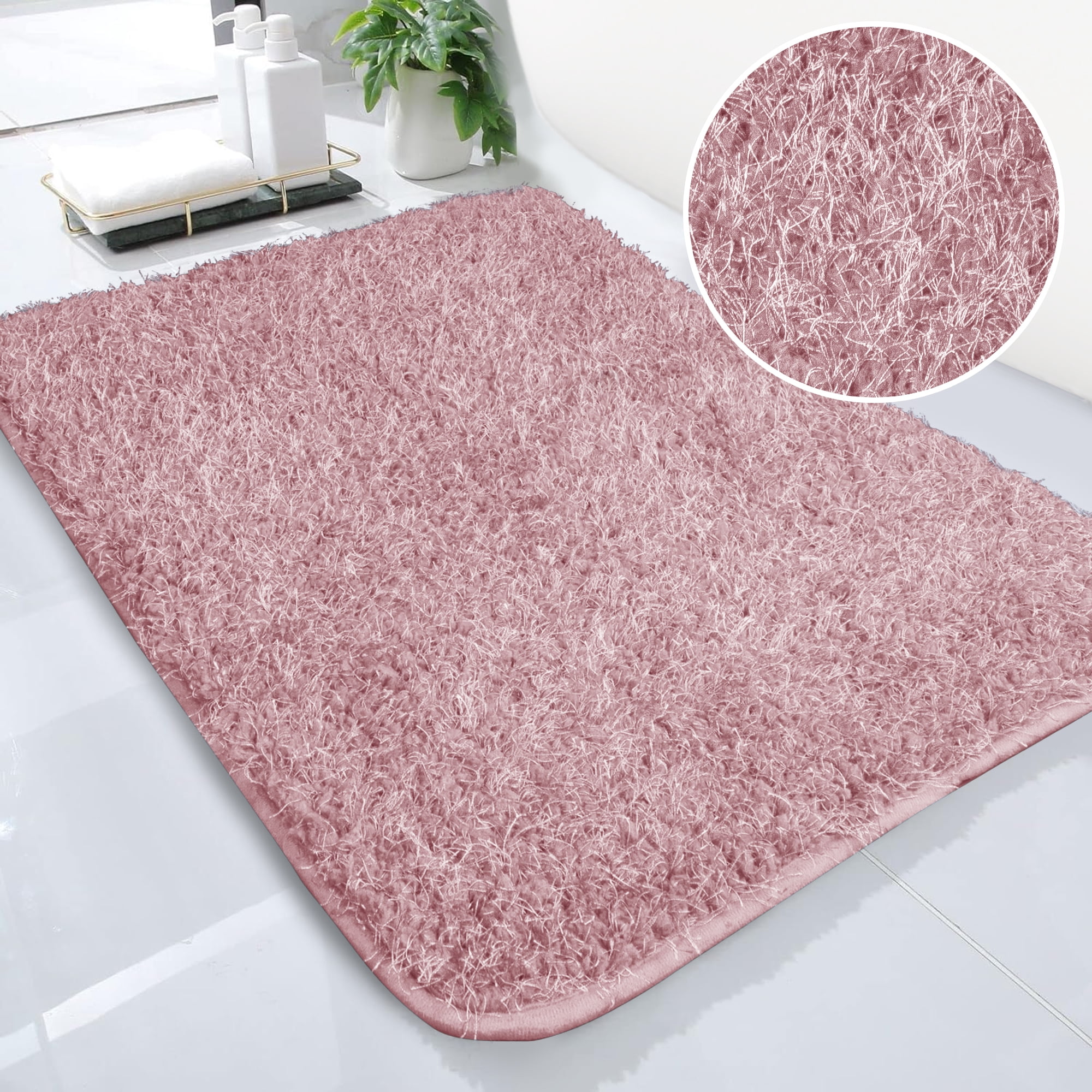 Evlmd New Pink Bathroom Rugs Mat, Large Bath Rug for Bathroom Floor Non ...