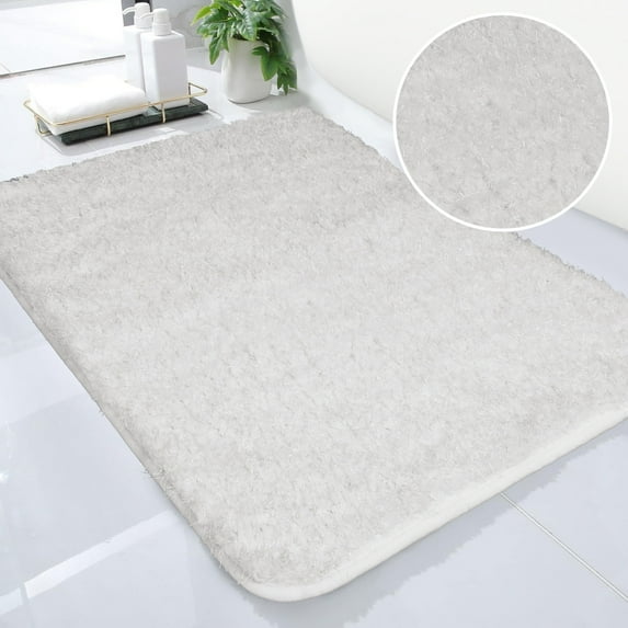 Evlmd New White Bathroom Rugs Mat, Large Bath Rug for Bathroom Floor Non-Slip, Super Elastic Silk Thread Easier to Dry Bath Shower Mat Runner, Machine Washable Bath Mat, 24" x 36"