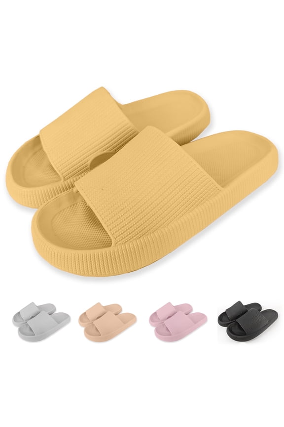 Wergifts Unisex Ultra Cushion Cloud Slippers, Yellow, Women 7-8.5 / Men 5.5-7
