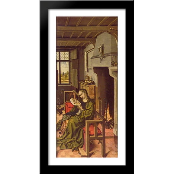 Werl Altarpiece - St. Barbara 20x40 Large Black Wood Framed Print Art by Robert Campin
