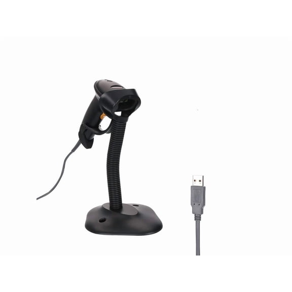 Werleo Barcode Scanner 1D USB Handfree Automatic Barcode Scanner Reader Wired Handheld Barcode Scanner POS Scanning Reader with Adjustable Stand Holder for Supermarket Warehouse Retail Stores