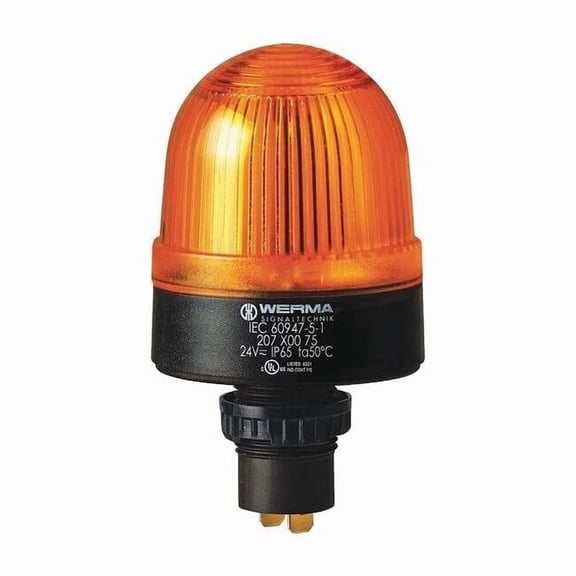 Werma Warning Light,Yellow,24VAC/DC,Dome Lens 20730075