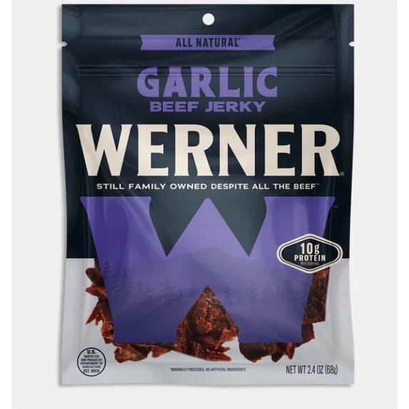 Werner 2.4 oz. All Natural Garlic Beef Jerky