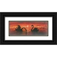 thumbnail image 1 of Werner 24x11 Black Ornate Wood Framed with Double Matting Museum Art Print Titled - SWANS IN THE SUNSET, 1 of 4