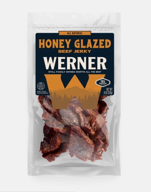 Werner Beef Jerky All Natural Meat 8 oz Honey Glazed
