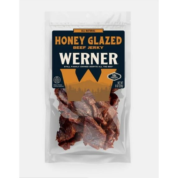 Werner Beef Jerky All Natural Meat 8 oz Honey Glazed