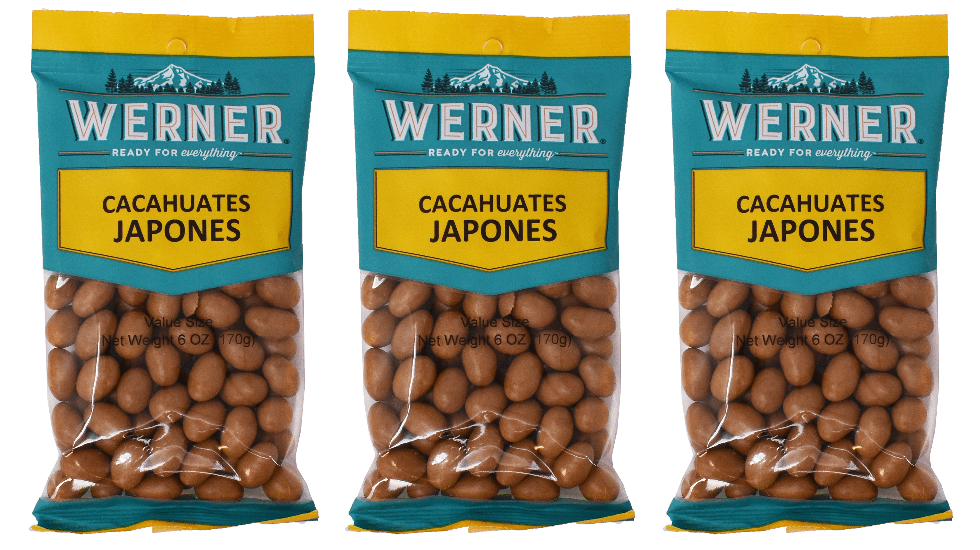 Werner Gourmet Cacahuates Japones (Japanese Peanuts) 6 oz Bag (Pack of 3)