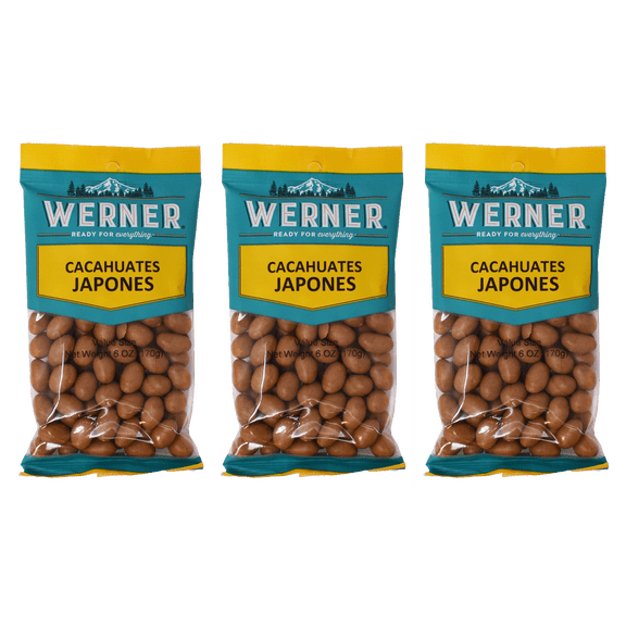 Werner Gourmet Cacahuates Japones (Japanese Peanuts) 6 oz Bag (Pack of 3)