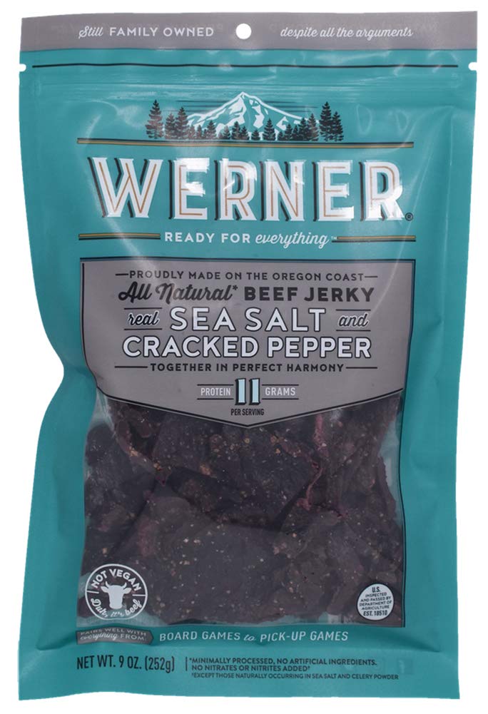 Werner Gourmet Meat Snacks, All Natural Sea Salt & Cracked Pepper Beef