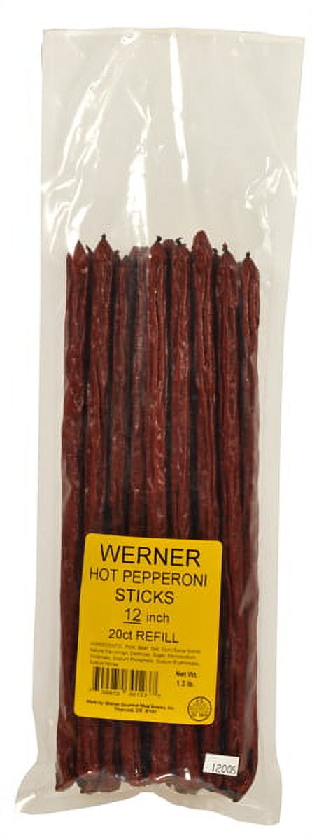 https://i5.walmartimages.com/seo/Werner-Jerky-Hot-Pepperoni-12-Beef-Sticks-20-count_9636822c-3ce8-460d-a933-a47cbd68efab.410df4b9f98749e37efd37c9cdbbc138.jpeg