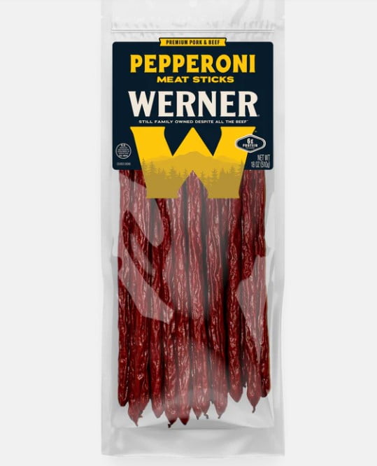 Werner Jerky Pepperoni Beef Sticks 12" Length 20 count