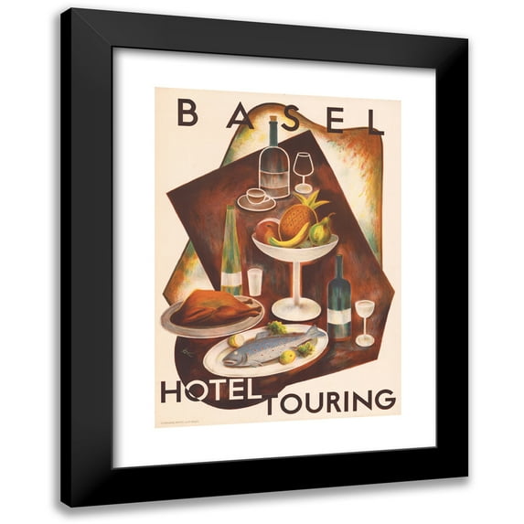 Werner Koch 14x18 Black Modern Framed Museum Art Print Titled - Basel, Hotel Touring (1936)
