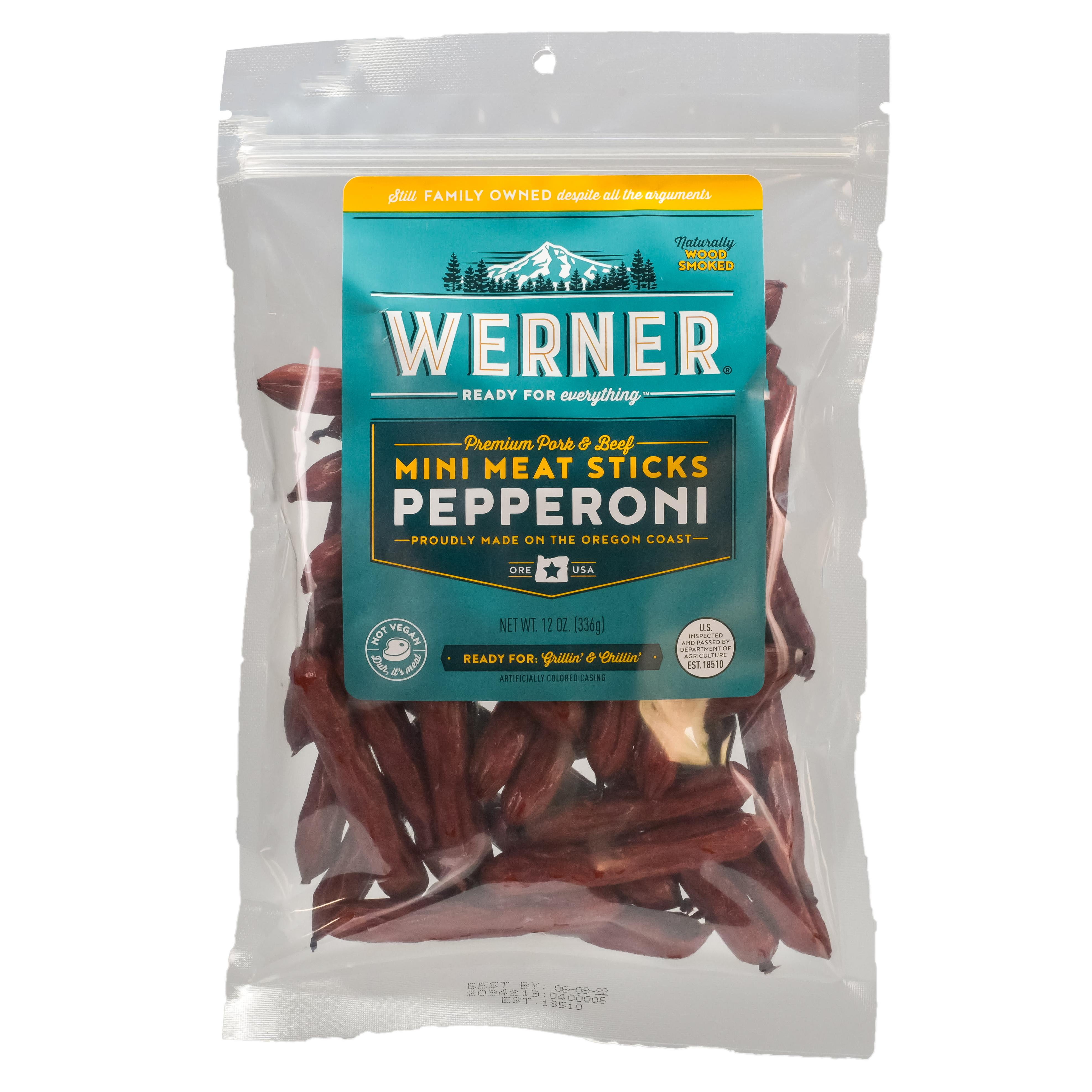 Werner Premium Pork & Beef Mini Meat Sticks, Pepperoni, 12oz