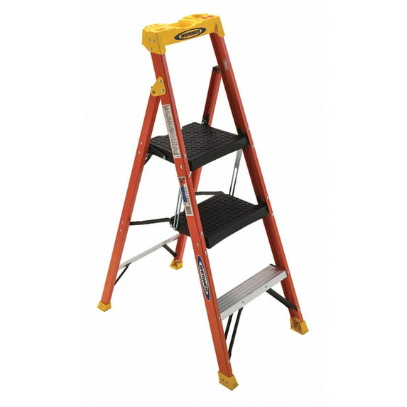 Werner Stepladder,300 lb. Load Cap.,Fiberglass C6204