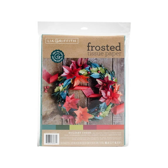 Lia Griffith Frosted Tissue Paper 24/Pkg-Holiday Cheer