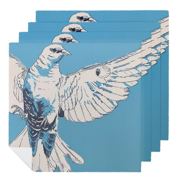 Werpe Bird Wings Blue Background Polyester Cloth Napkins for Farmhouse Party Dining Table Decor, Washable Napkins for Party Dinner Decoration - Set of 4 6 PCS