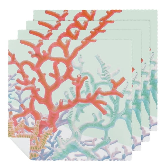 Werpe Corals Aquirax Uno Ocean Polyester Dinner Napkin for Dining Table Kitchen Home Party Decor Set of 6 Washable Napkins 6 PCS