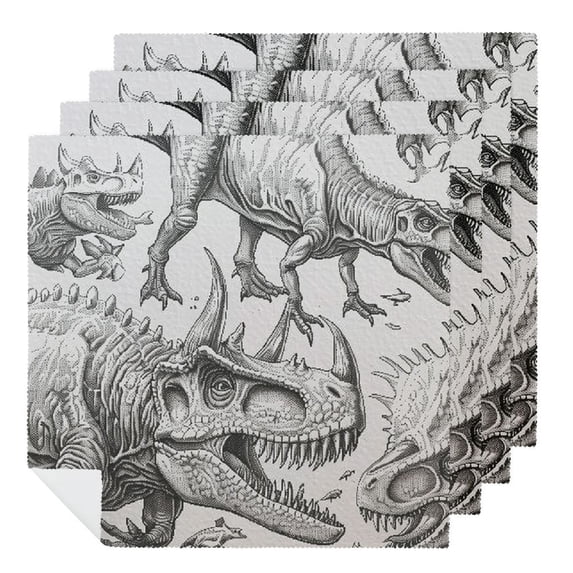 Werpe Dinosaurs Cloth Napkin Reusable Polyester Home Decor Set of 6 4 PCS