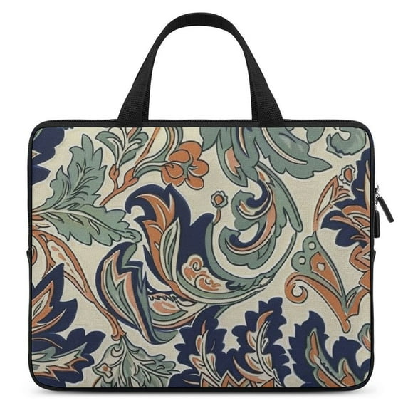 Werpe Floral Pattern Paisley Pattern Fine Foliage Lace Handheld Laptop Bag Diving Fabric Computer Protective Handle Case Tablet Cover Neoprene 15inch