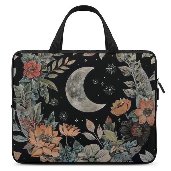 Werpe Flowers Leaves Neoprene Laptop Bag Tablet Cover Diving Fabric with Hand Carry Design 15inch