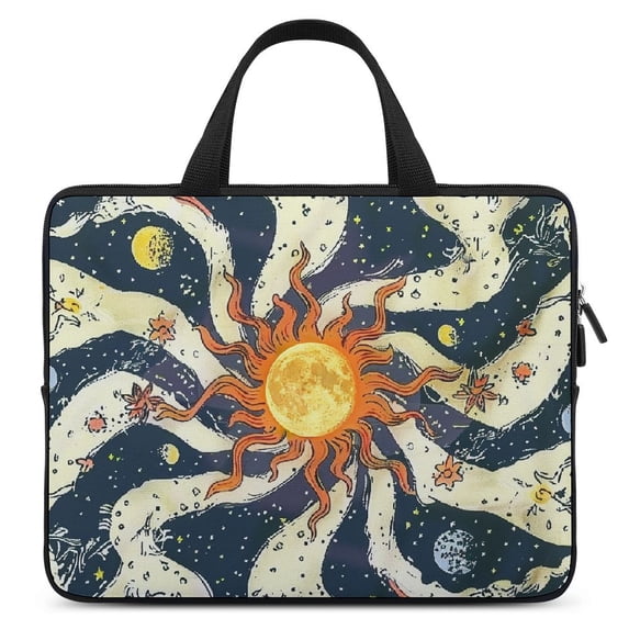 Werpe Laptop Bag Sun Moon Scarf Diving Fabric Computer Protective Handle Case Soft Carrying Travel Case 13inch
