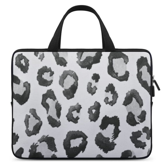 Werpe Leopard Print Diving Fabric Handle Laptop Bag Computer Protect Case Sleeve Carrying Bag 10inch