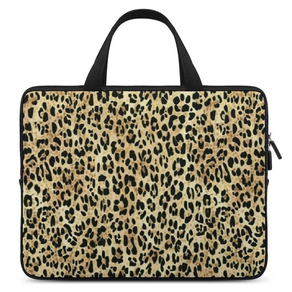 Werpe Leopard Print Diving Fabric Laptop Handle Bag Computer Protect Case 10inch