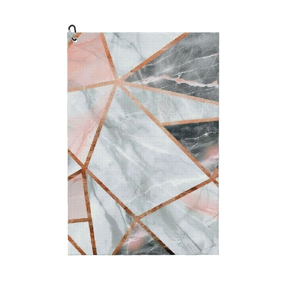 Werpe Marble Geometric Design Copper Lines Premium Golf Towel Father's Day Microfiber 2PC