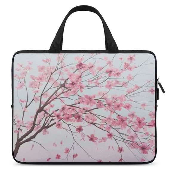 Werpe Pink Flowers Laptop Sleeve Carrying Bag Protective Handle Case Diving Fabric 15inch
